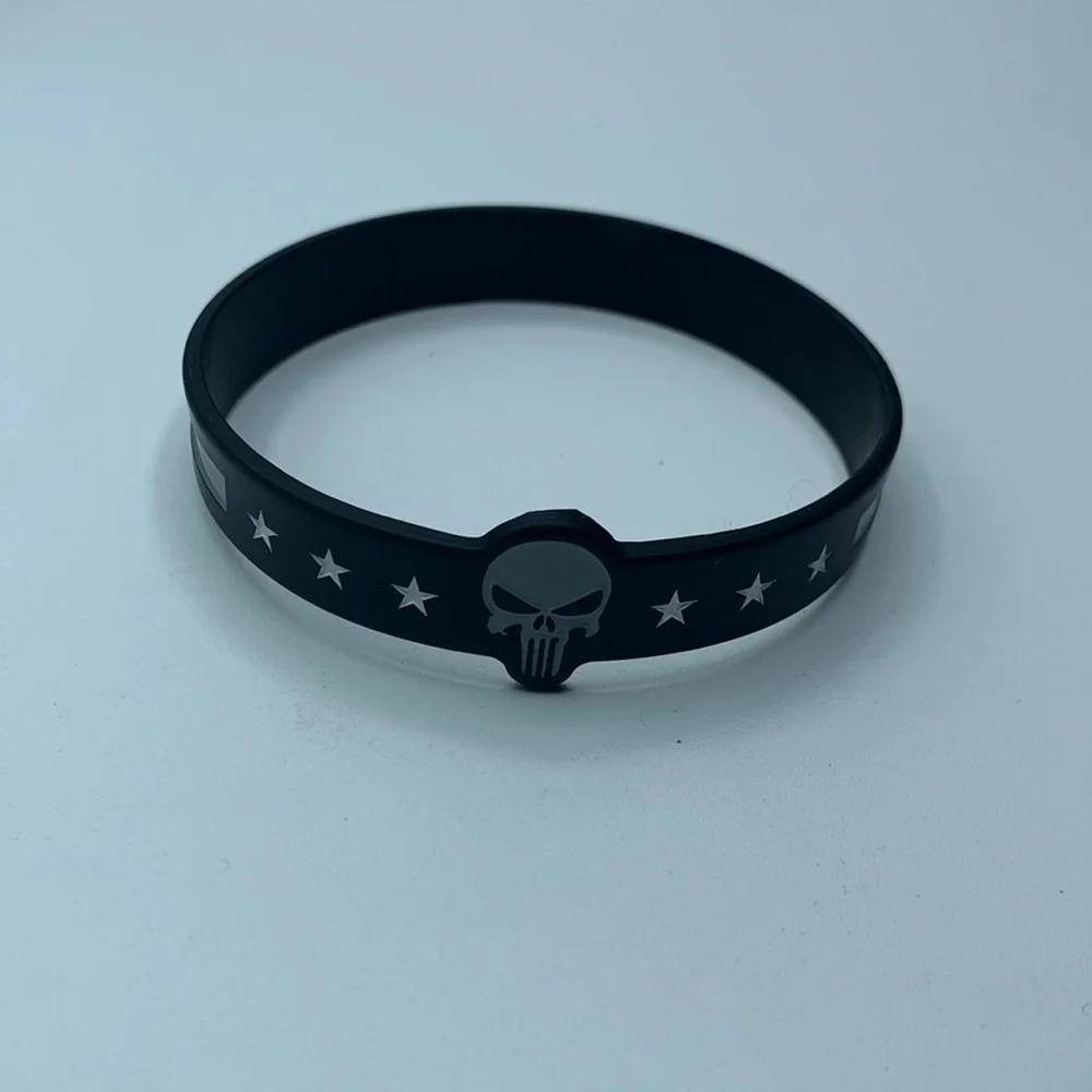 Punisher Thin Silver Gray Line Bracelet Wristband Correctional Officers